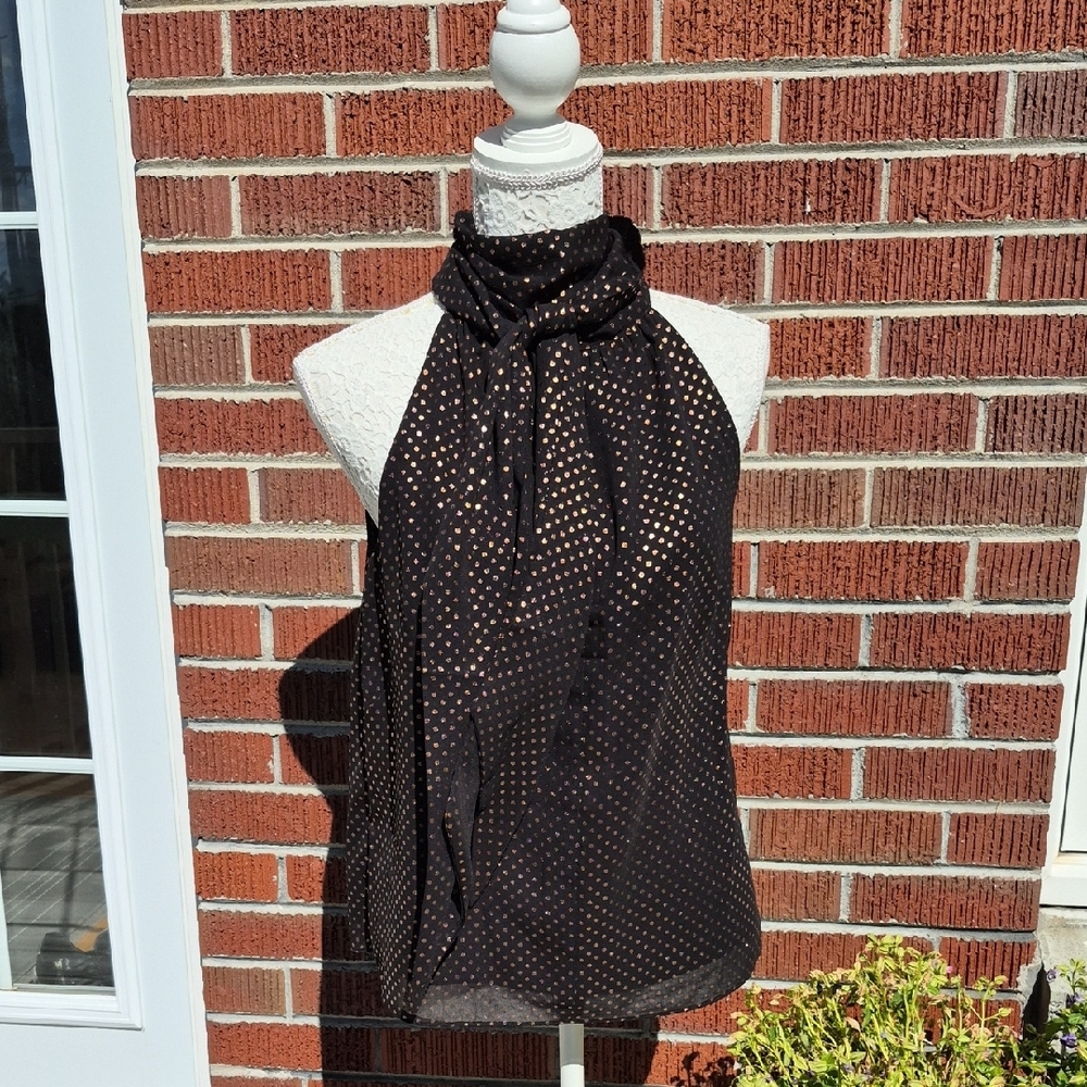 Jason Wu Black and Gold Polka Dots Halter Top Size M. Brand New With Tag